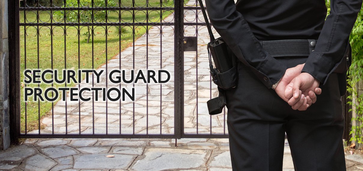 Armed Security Guard Standing by a Gated Entrance